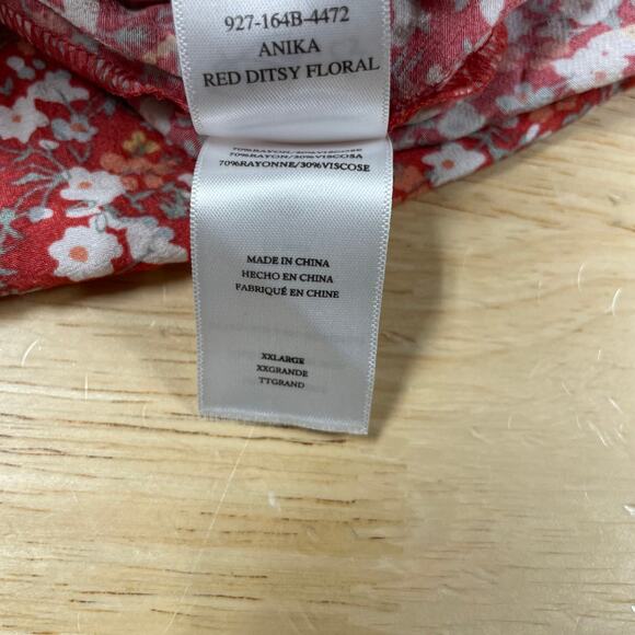 Rails NWT Anika Mini Dress Red Ditsy Floral Size 2X Lightweight Pullover V-Neck - Picture 11 of 13